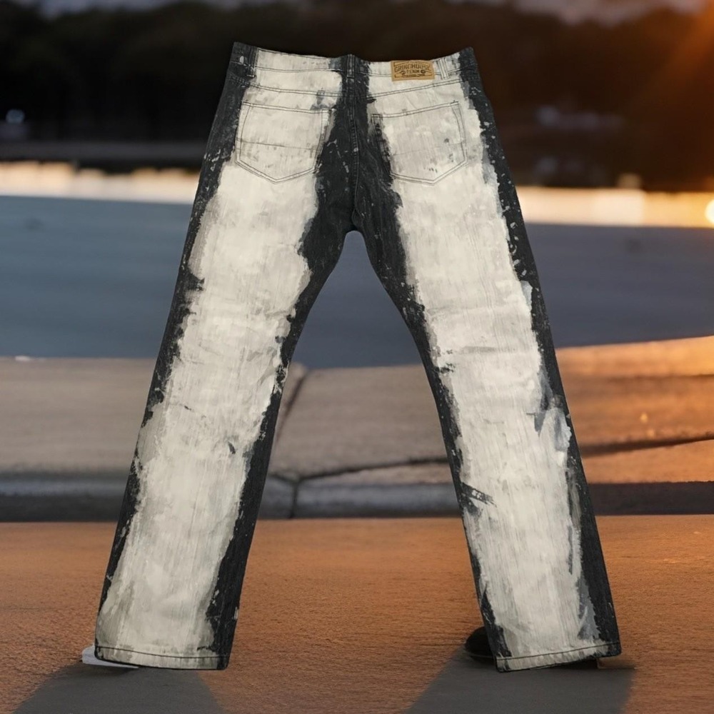 Grindhouse Jeans 40 Smoke Gray Distressed Thrashed Stretch Grunge Skate Moto Y2k - Picture 3 of 9